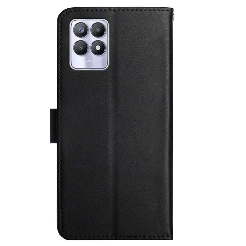 Capa Flip Para Realme 8i Couro Napa Genuíno