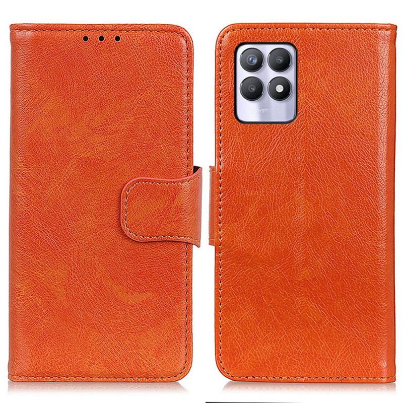 Capa Flip Para Realme 8i Couro Napa Rachado