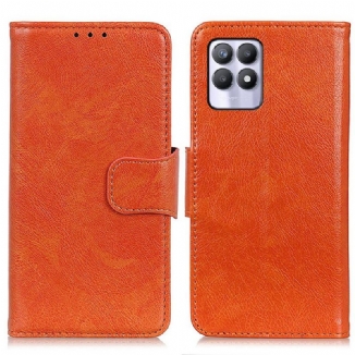 Capa Flip Para Realme 8i Couro Napa Rachado