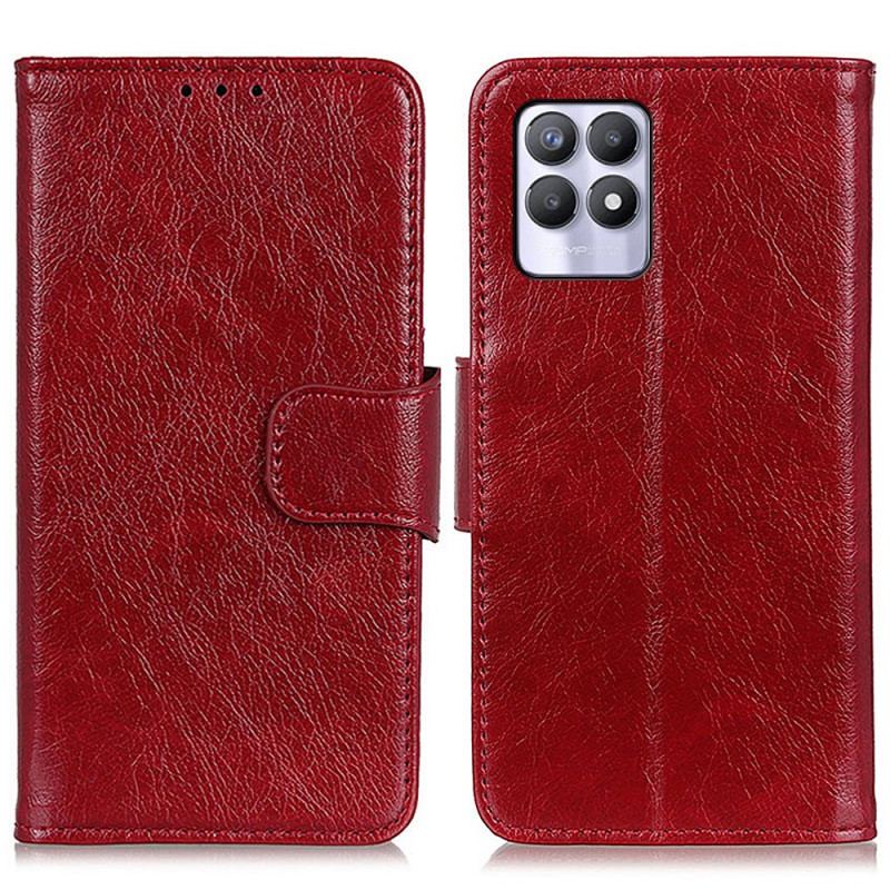 Capa Flip Para Realme 8i Couro Napa Rachado