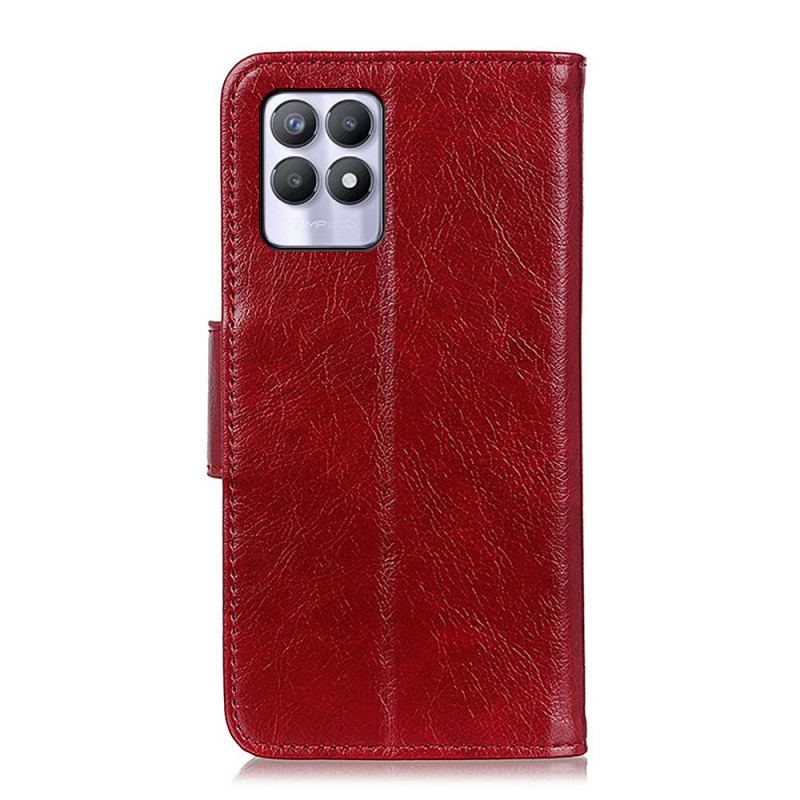 Capa Flip Para Realme 8i Couro Napa Rachado