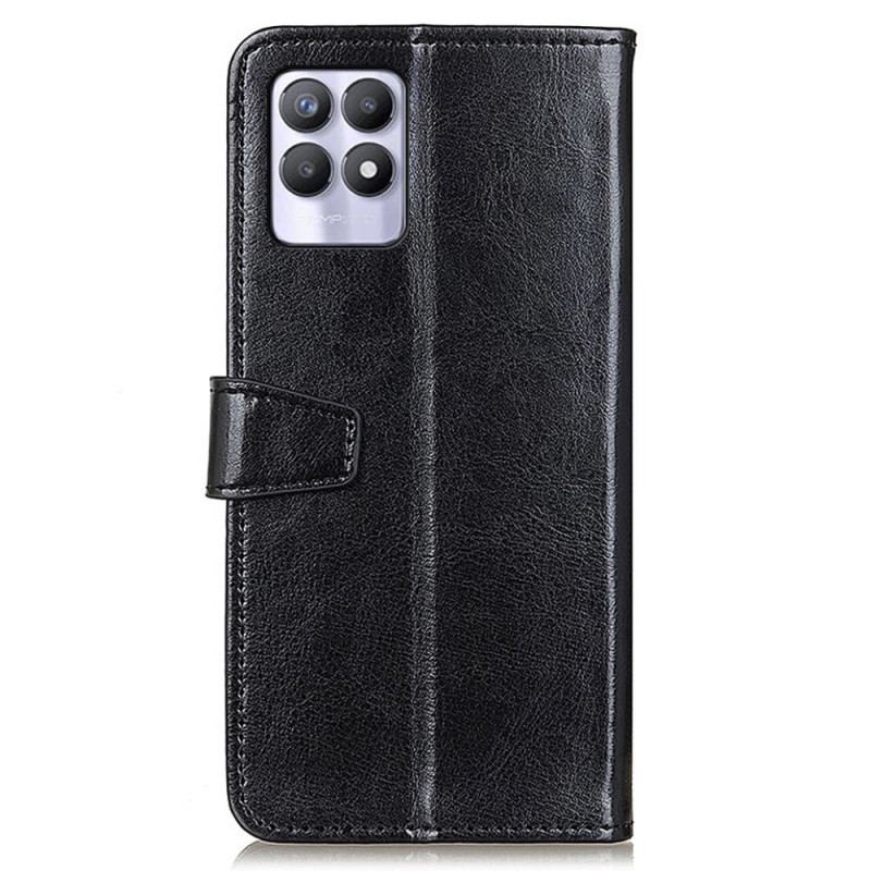 Capa Flip Para Realme 8i Efeito Couro Brilhante Simples