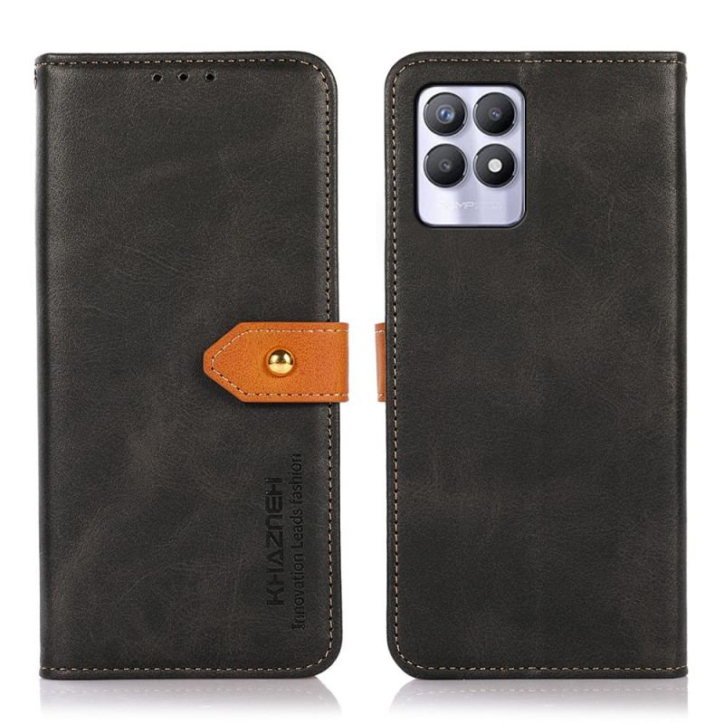 Capa Flip Para Realme 8i Fecho Dourado Bicolor Khazneh