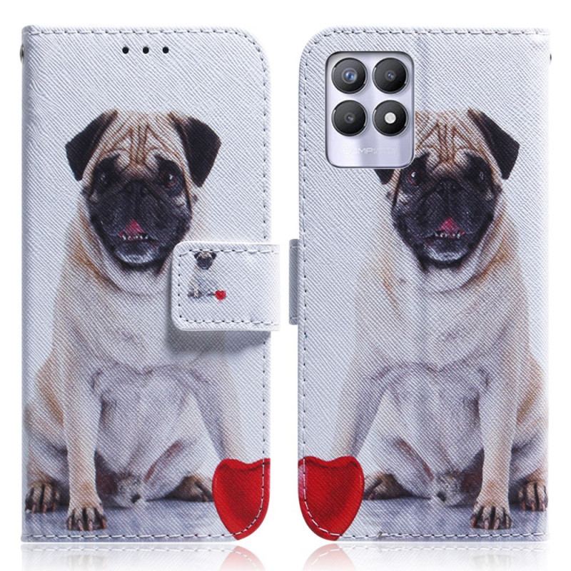 Capa Folio Para Realme 8i Cachorro Pug