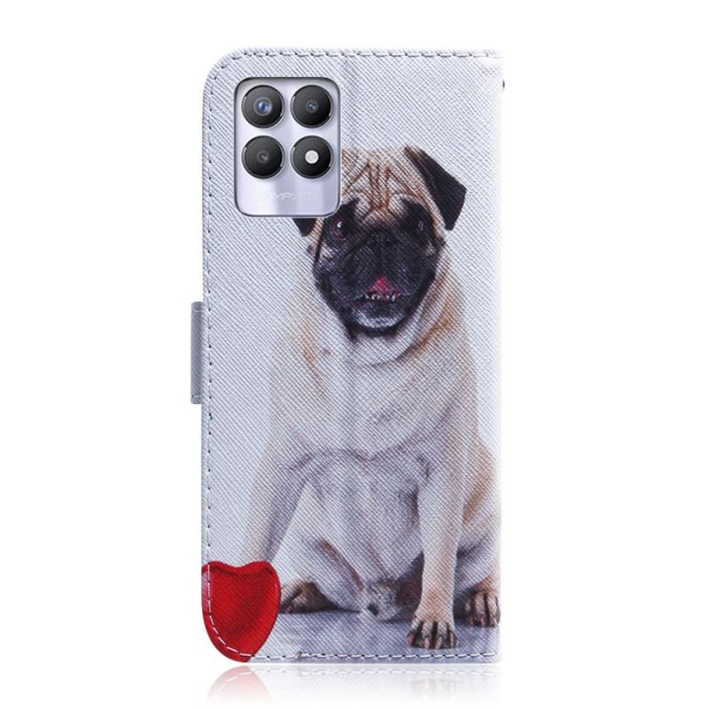 Capa Folio Para Realme 8i Cachorro Pug