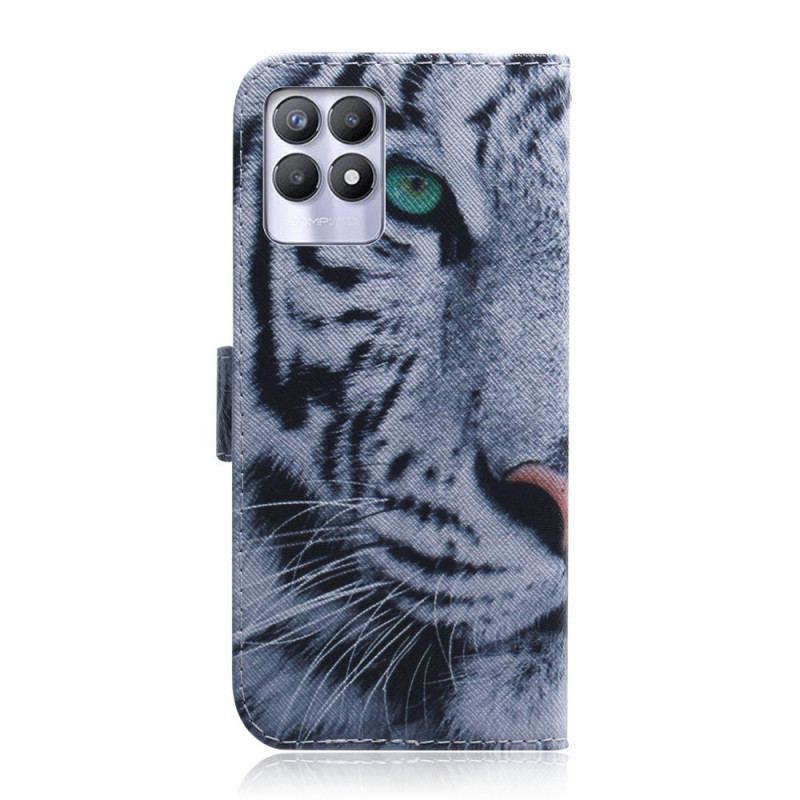 Capa Folio Para Realme 8i Cara De Tigre