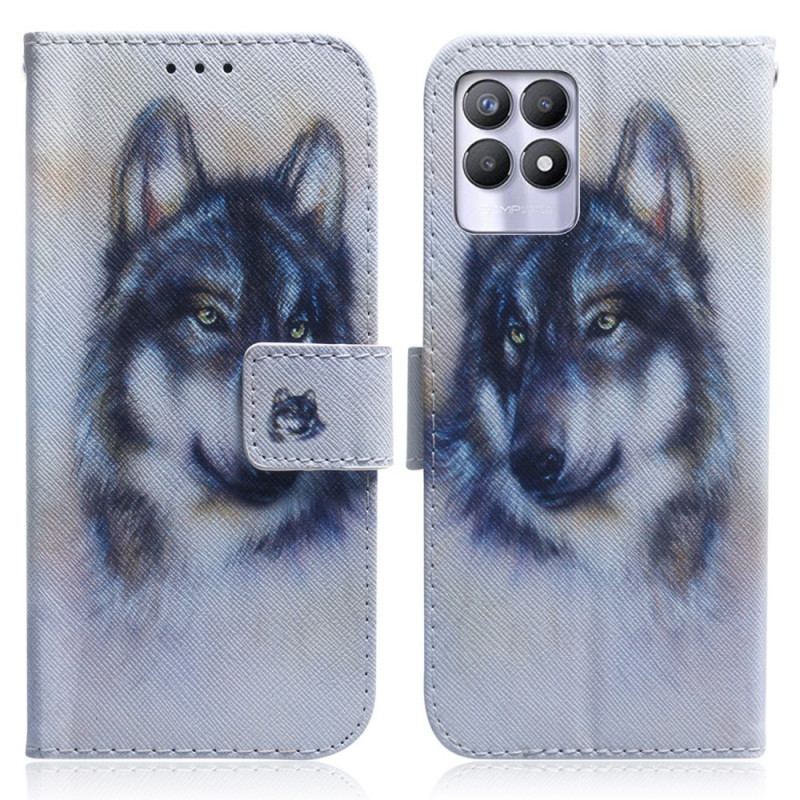 Capa Folio Para Realme 8i Olhar Canino