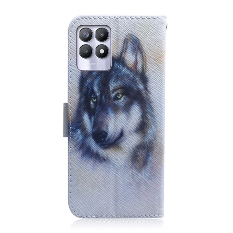 Capa Folio Para Realme 8i Olhar Canino