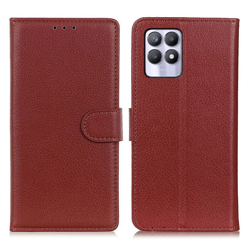 Capa Folio Para Realme 8i Tradicionalmente Lichia