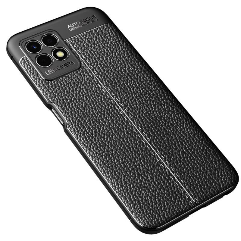 Capa Para Realme 8i Linha Dupla Efeito Couro Litchi