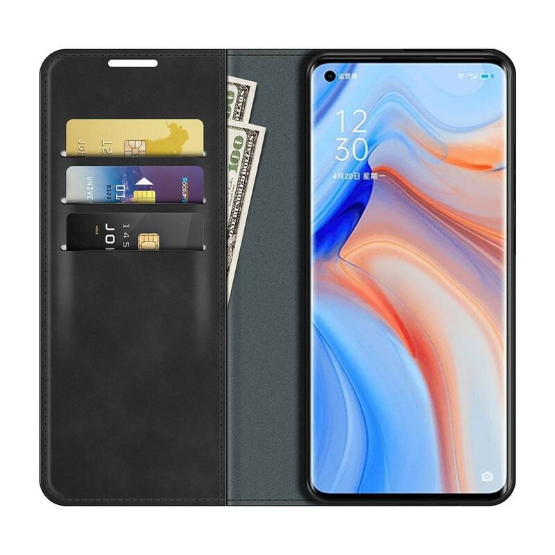 Capa De Celular Para Oppo Find X3 Neo Flip Efeito Couro Toque Sedoso