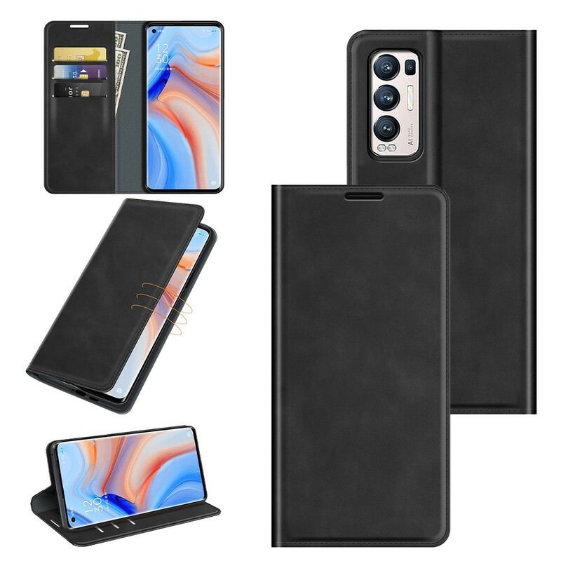 Capa De Celular Para Oppo Find X3 Neo Flip Efeito Couro Toque Sedoso