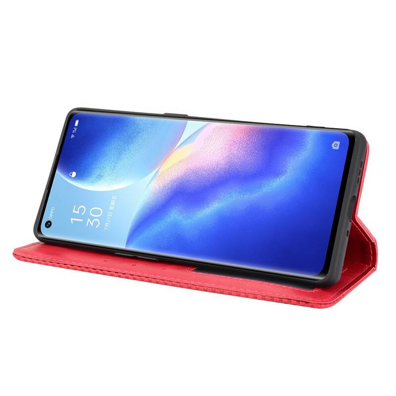 Capa De Celular Para Oppo Find X3 Neo Flip Efeito Couro Vintage Estilizado