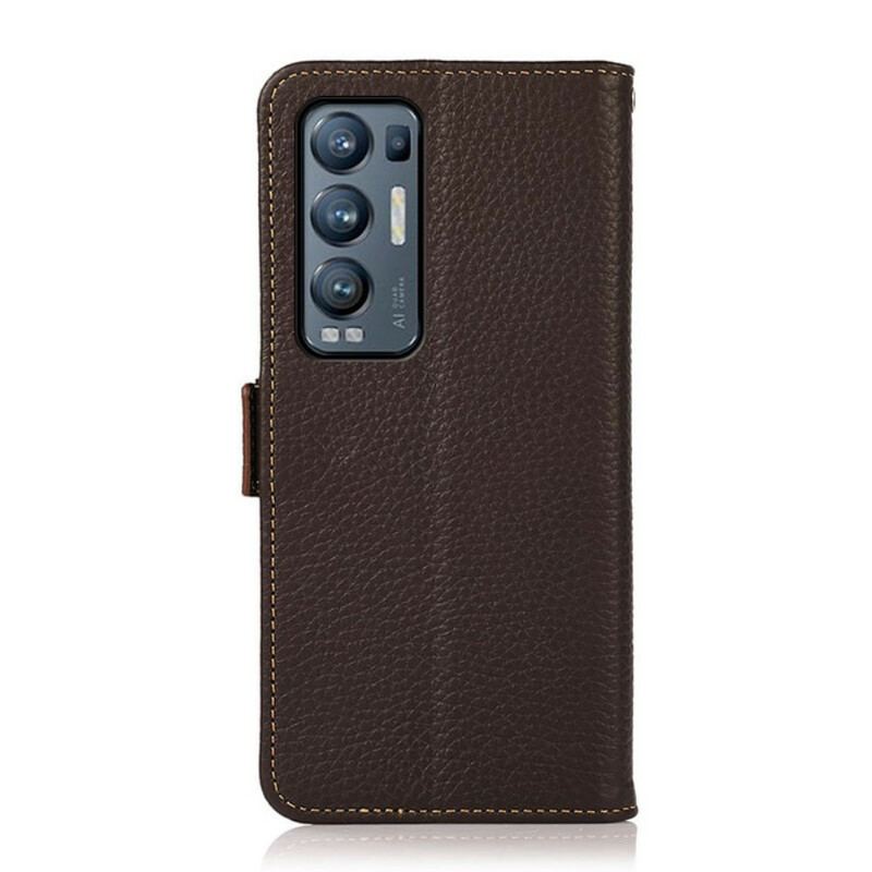 Capa De Couro Para Oppo Find X3 Neo Couro De Lichia Khazneh Rfid