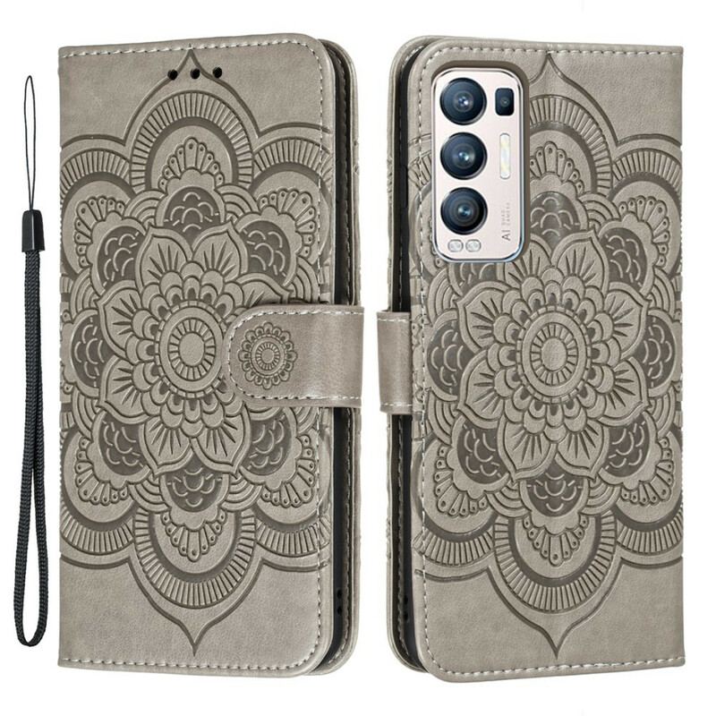 Capa Flip Para Oppo Find X3 Neo De Cordão Mandala Alça Completo