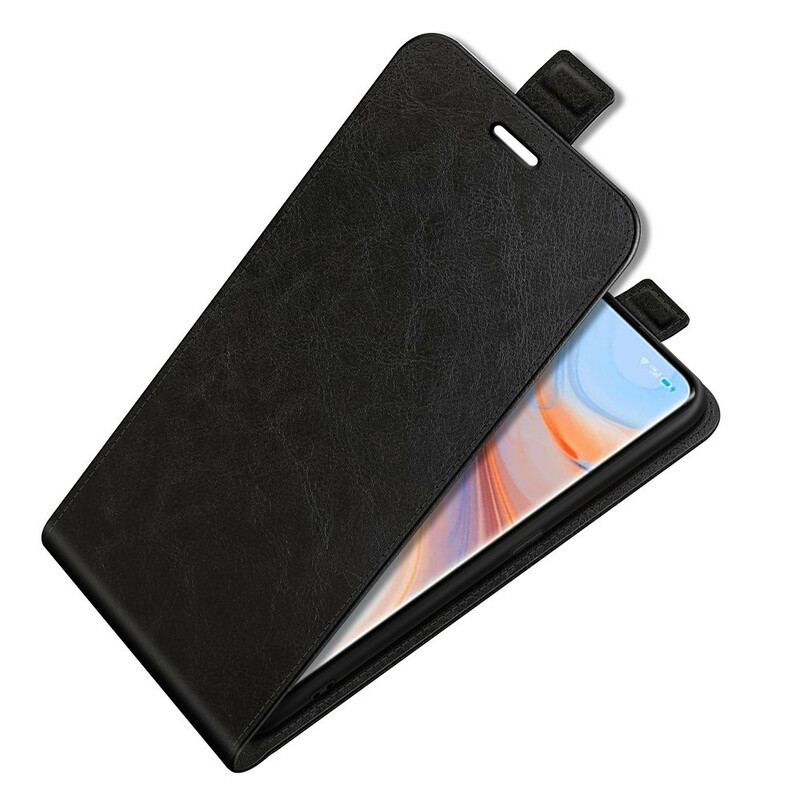 Capa Flip Para Oppo Find X3 Neo De Couro Aba Vertical Efeito Couro