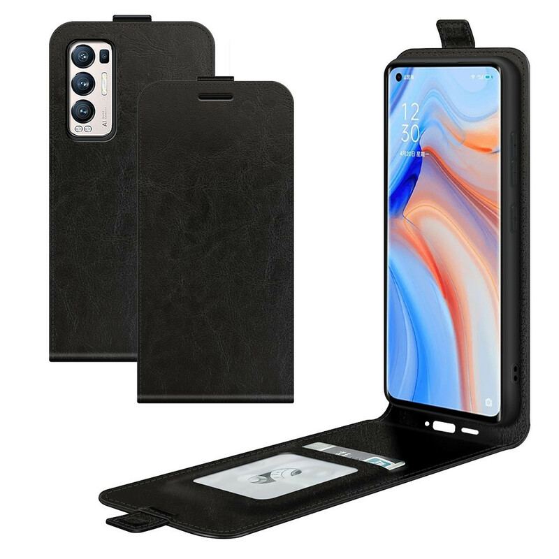 Capa Flip Para Oppo Find X3 Neo De Couro Aba Vertical Efeito Couro