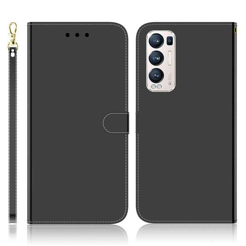 Capa Flip Para Oppo Find X3 Neo Capa De Espelho De Couro Sintético