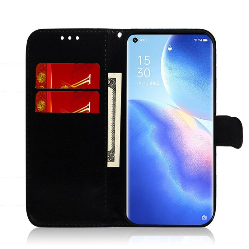 Capa Flip Para Oppo Find X3 Neo Capa De Espelho De Couro Sintético