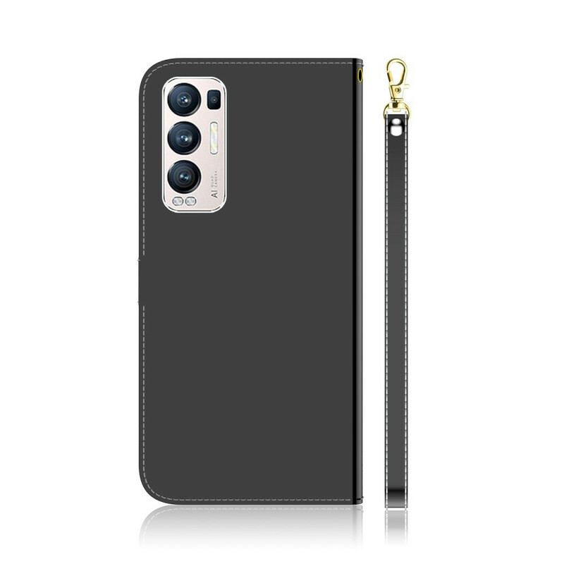 Capa Flip Para Oppo Find X3 Neo Capa De Espelho De Couro Sintético