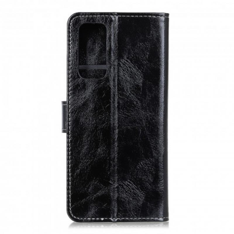 Capa Folio Para Oppo Find X3 Neo Costuras Expostas Efeito Couro