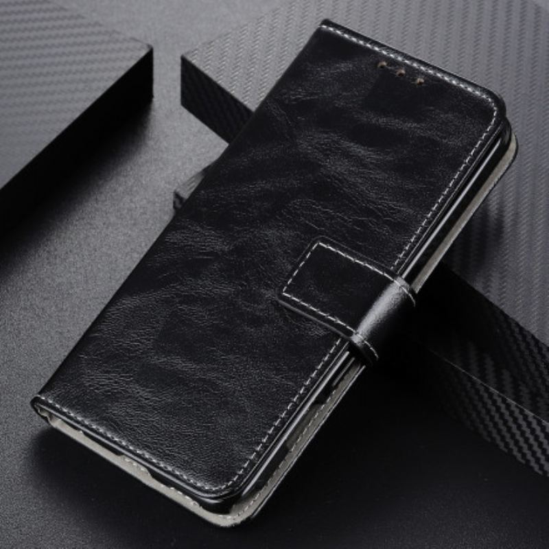 Capa Folio Para Oppo Find X3 Neo Costuras Expostas Efeito Couro