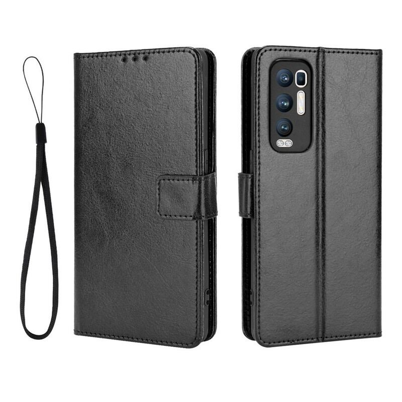 Capa Folio Para Oppo Find X3 Neo Couro Falso Chamativo