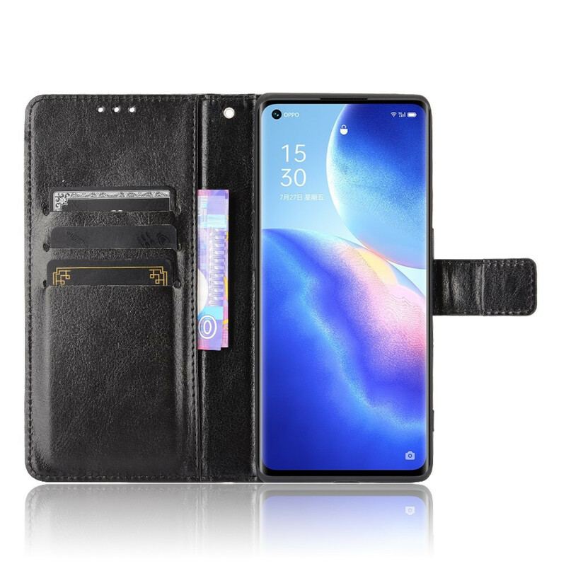 Capa Folio Para Oppo Find X3 Neo Couro Falso Chamativo