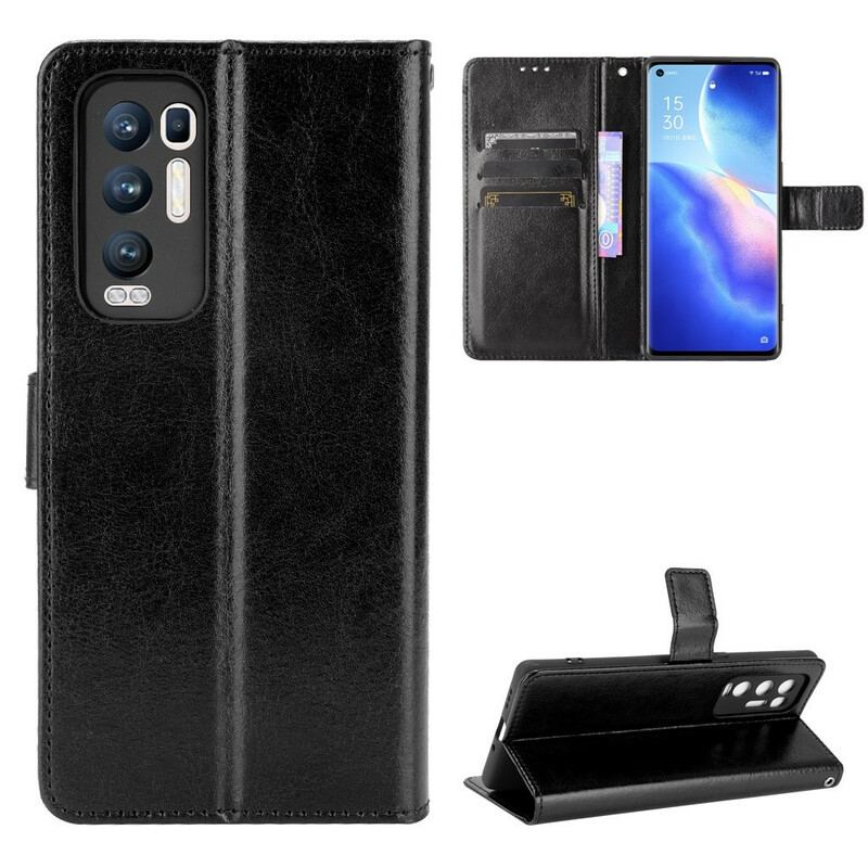 Capa Folio Para Oppo Find X3 Neo Couro Falso Chamativo