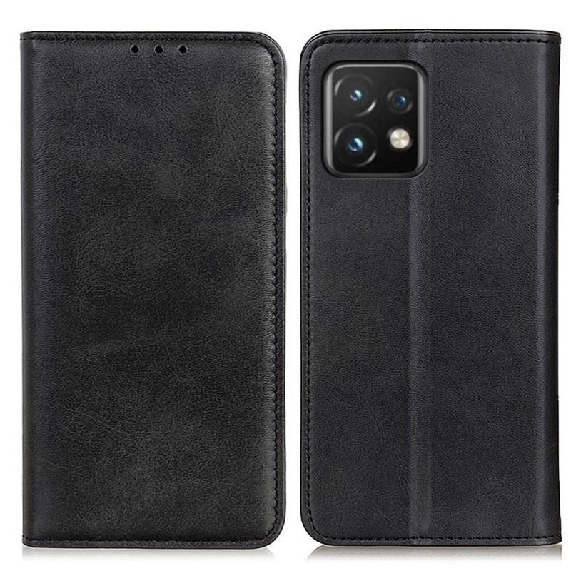 Capa De Celular Para Motorola Edge 40 Pro Flip Couro Rachado Elegância