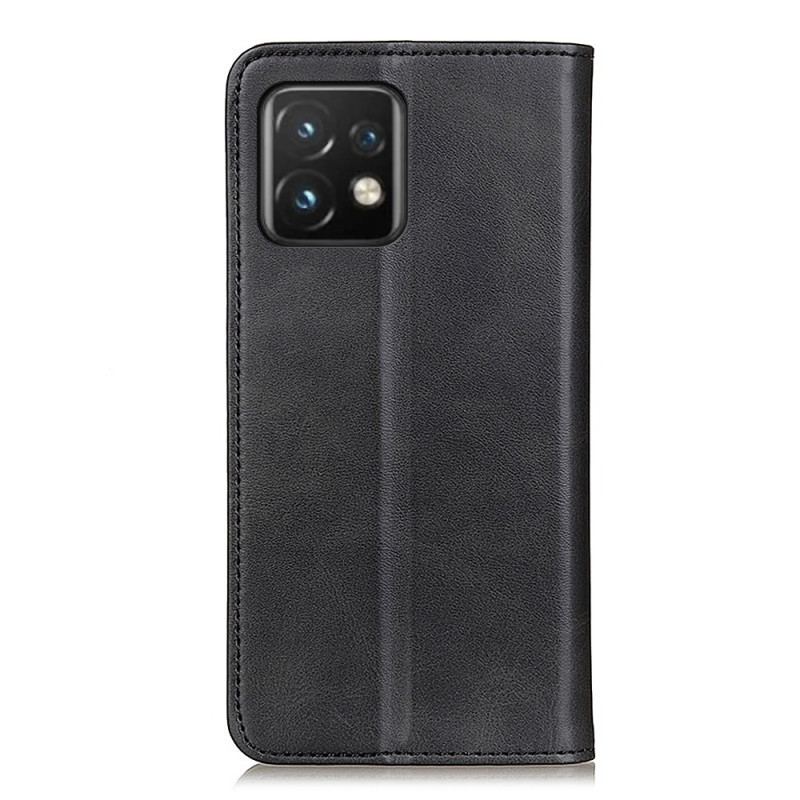 Capa De Celular Para Motorola Edge 40 Pro Flip Couro Rachado Elegância