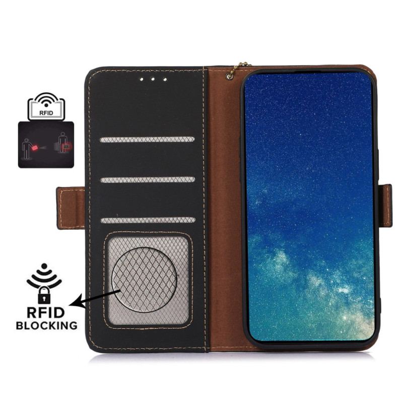 Capa Em Pele Para Motorola Edge 40 Pro Rfid De Couro Genuíno