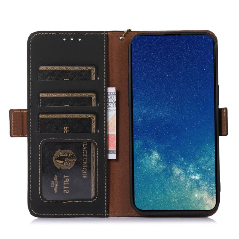 Capa Em Pele Para Motorola Edge 40 Pro Rfid De Couro Genuíno