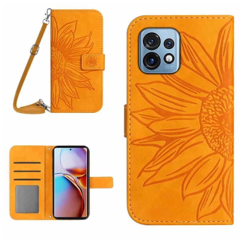 Capa Flip Para Motorola Edge 40 Pro Alça Girassol