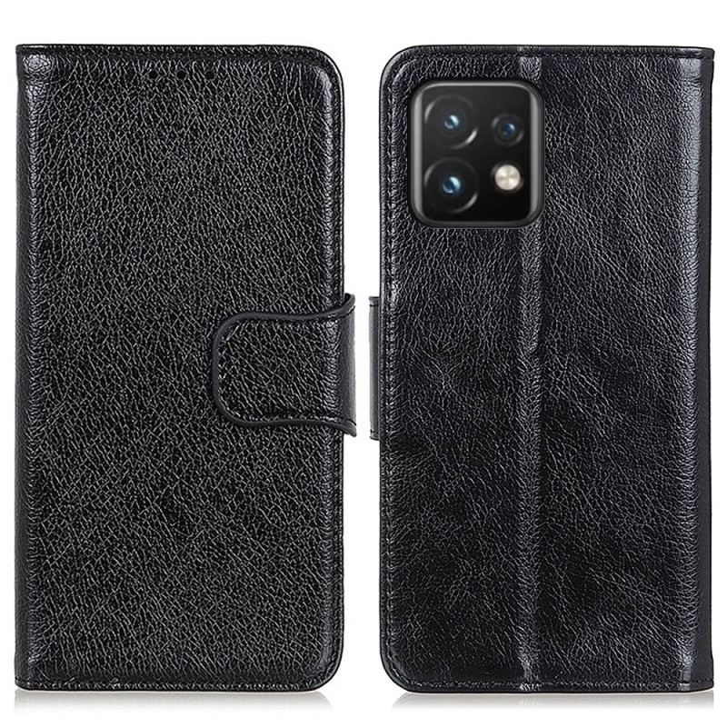 Capa Flip Para Motorola Edge 40 Pro Couro Napa Rachado