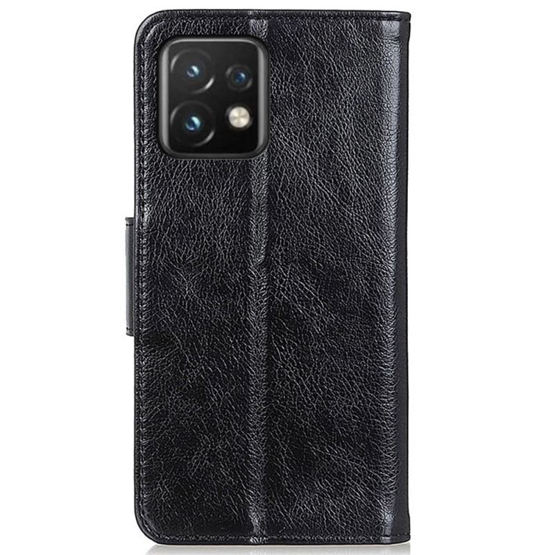 Capa Flip Para Motorola Edge 40 Pro Couro Napa Rachado