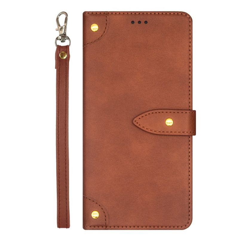 Capa Flip Para Motorola Edge 40 Pro Rebites E Cinta Idewei