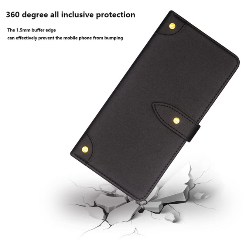 Capa Flip Para Motorola Edge 40 Pro Rebites E Cinta Idewei