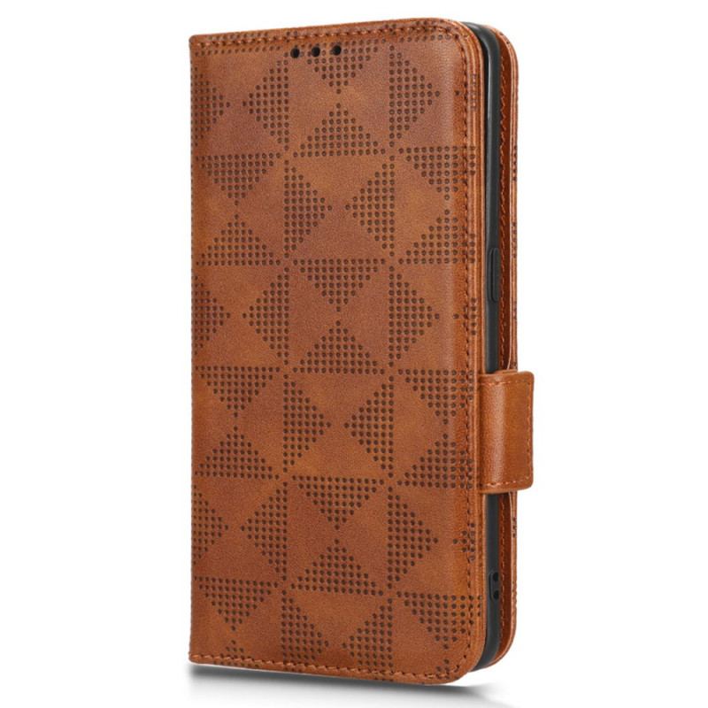 Capa Flip Para Motorola Edge 40 Pro Triângulos Com Cordão