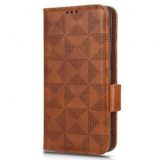 Capa Flip Para Motorola Edge 40 Pro Triângulos Com Cordão