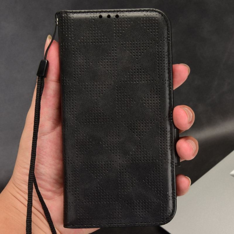 Capa Flip Para Motorola Edge 40 Pro Triângulos Com Cordão