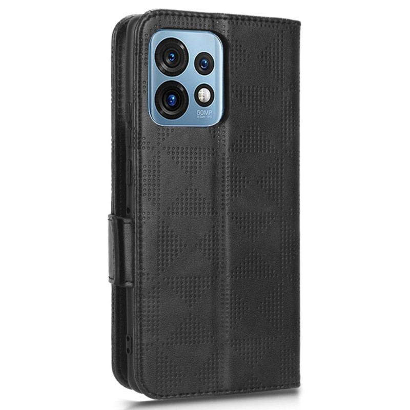 Capa Flip Para Motorola Edge 40 Pro Triângulos Com Cordão