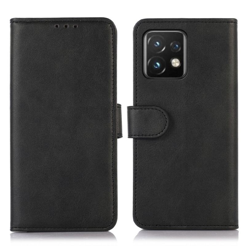 Capa Folio Para Motorola Edge 40 Pro Couro Sintético Liso