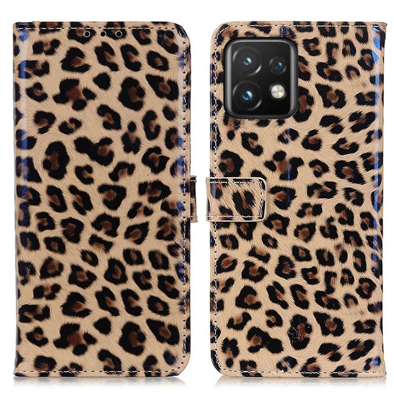 Capa Folio Para Motorola Edge 40 Pro Leopardo