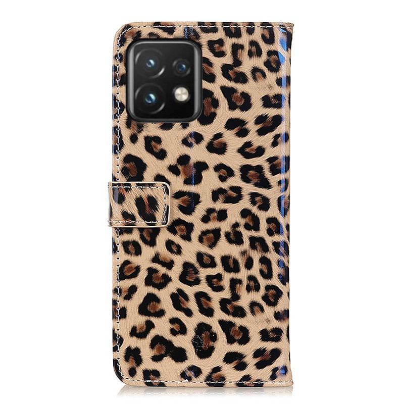 Capa Folio Para Motorola Edge 40 Pro Leopardo