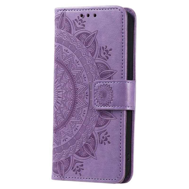 Capa Folio Para Motorola Edge 40 Pro Mandala Sol Com Cordão