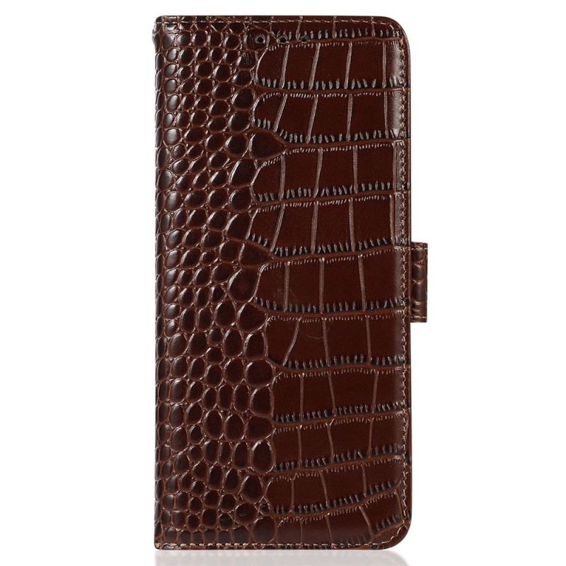 Capa Folio Para Motorola Edge 40 Pro Rfid Estilo Crocodilo