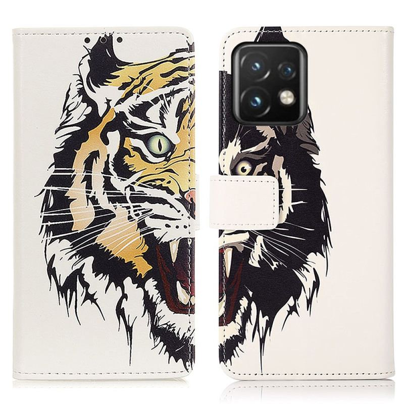 Capa Folio Para Motorola Edge 40 Pro Tigre Feroz