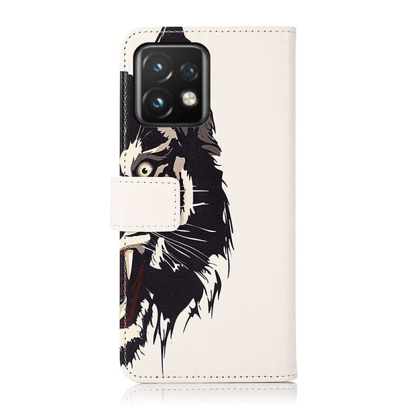 Capa Folio Para Motorola Edge 40 Pro Tigre Feroz