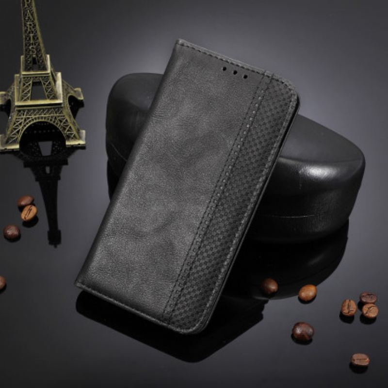 Capa De Celular Para Realme 8 5G Flip Efeito Couro Vintage Estilizado